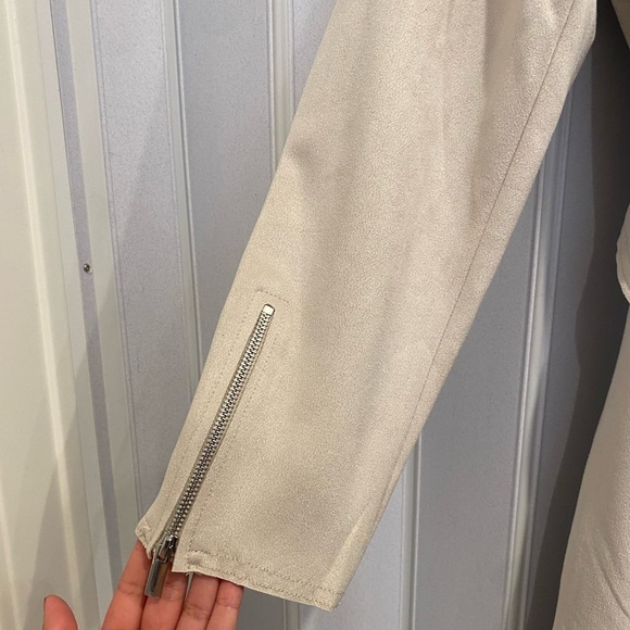 Tahari Suede Cream Wrap Coat - Picture 4 of 4